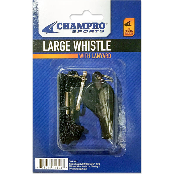 Plastic Whistle w/ Lanyard - L, Champro Sports Plastic Whistle w/ Lanyard - L