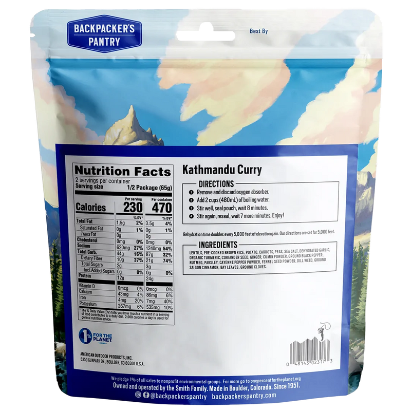 Kathmandu Curry, Backpacker's Pantry Kathmandu Curry Alt View Back