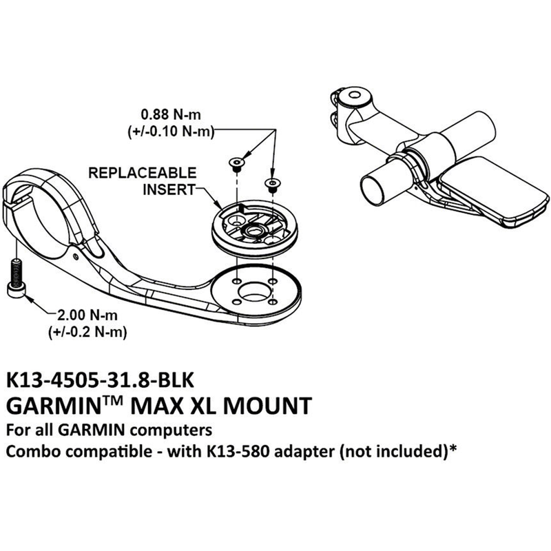 Garmin Max XL Mount 31.8 Black, K-Edge Garmin Max XL Mount 31.8 Black
