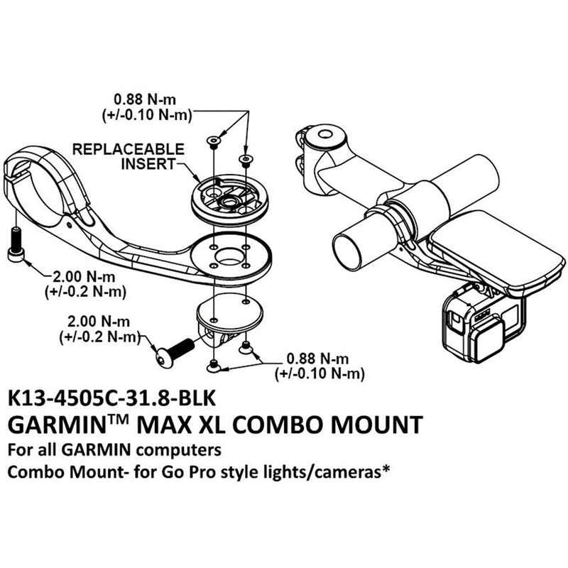 Garmin Max XL Combo Mount 31.8 Black, K-Edge Garmin Max XL Combo Mount 31.8 Black