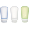 HumanGear GoToob+ Squeezable Silicone Travel Bottle 3.4 oz (3 Pack) Clear/Green/Blue