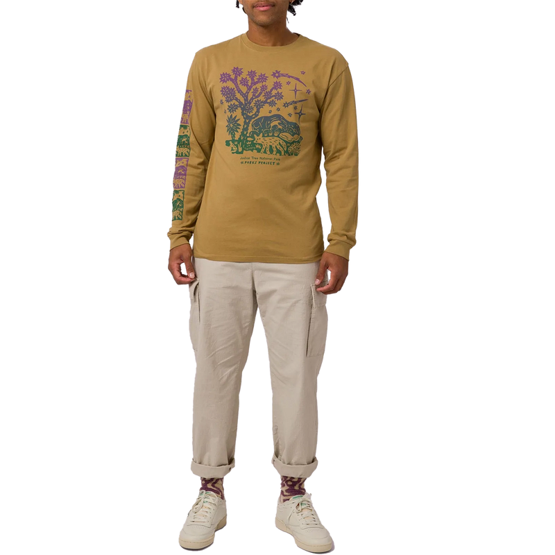 Joshua Tree Woodcut Long Sleeve Tee, Parks Project Joshua Tree Woodcut Long Sleeve Tee Brown front