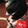 Marucci Sports Duravent Jaw Guard Batting Helmet Black on model