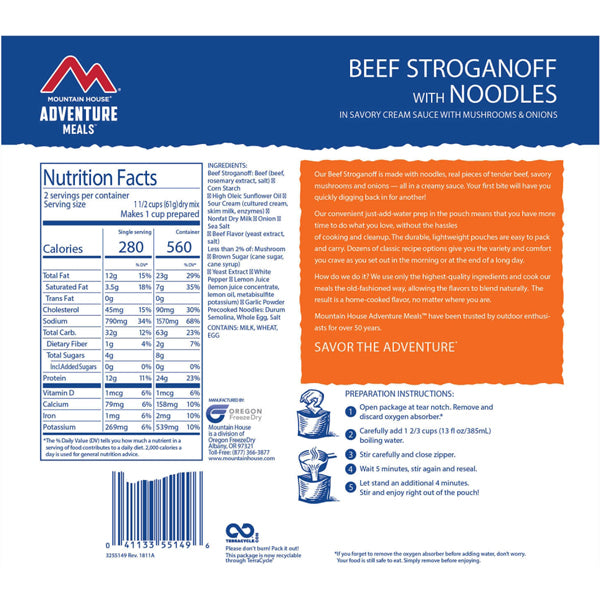 Beef Stroganoff w/ Noodles (2 Servings), Mountain House Beef Stroganoff w/ Noodles (2 Servings)