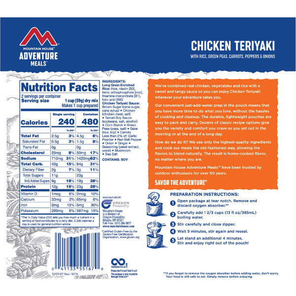 Chicken Teriyaki w/ Rice (2 Servings), Mountain House Chicken Teriyaki w/ Rice (2 Servings)