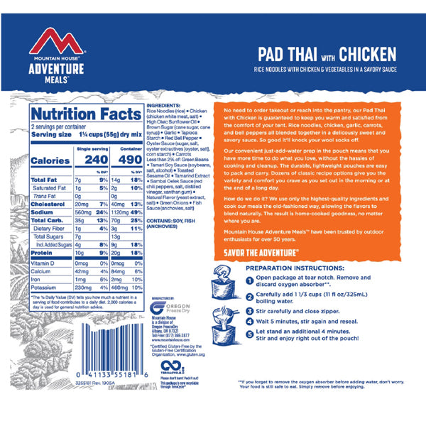 Pad Thai w/ Chicken (2 Servings), Mountain House Pad Thai w/ Chicken (2 Servings)