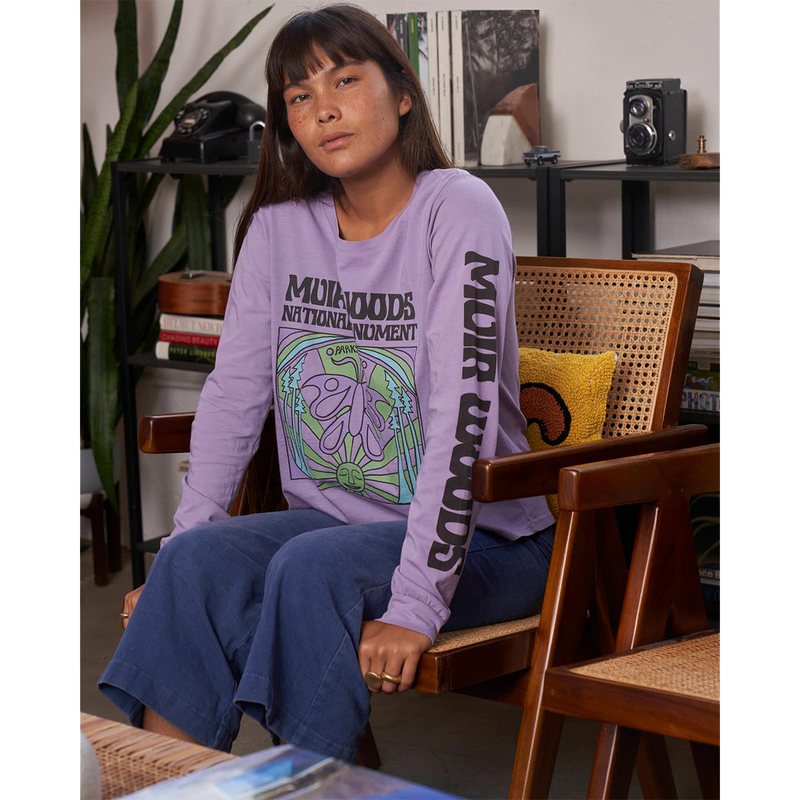 Women's Muir Woods Butterfly Long Sleeve Tee, Parks Project Women's Muir Woods Butterfly Long Sleeve Tee Purple