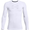 Under Armour Boys' HeatGear Armour Long Sleeve Shirt 101-White/Wh/MGray