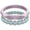 QALO Women's Iridescent Stackable Ring Set Purple Geo/Blue Bead