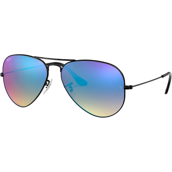 Aviator - Shiny Black Mirror/Blue Gradient Flash alternate view