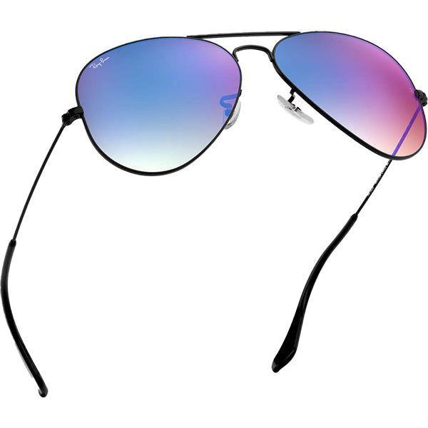 Aviator - Shiny Black Mirror/Blue Gradient Flash alternate view