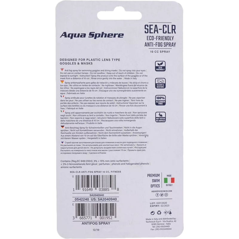Anti-Fog Spray 10cc, Aqua Sphere Anti-Fog Spray 10cc
