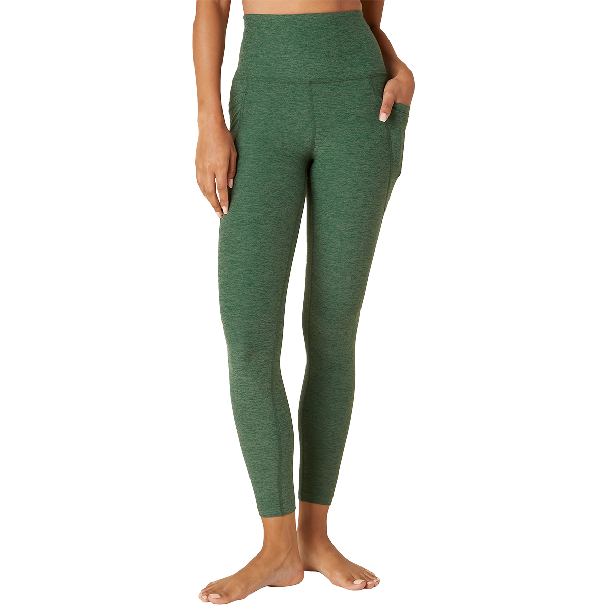 Women's High Waist Capri Pocket Yoga Pants - Space Dye Charcoal