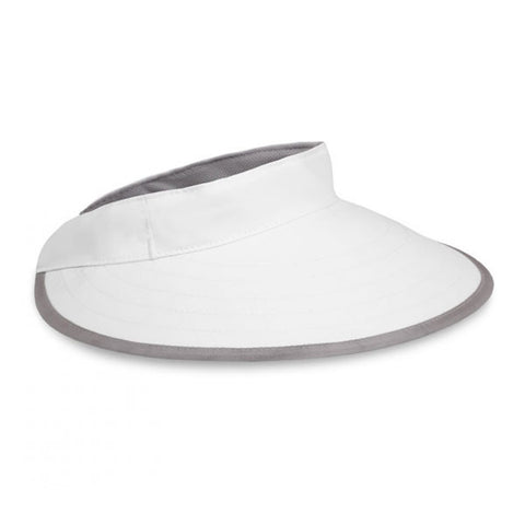 Large Brim Clip On Fabric Sun Visor - Sun 'n' Sand Visor Hats White