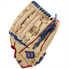 Wilson A500 AP 2023 - 12" Dual Post Web Left Hand Throw Blonde/Red/Royal right side