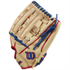 Wilson A500 AP 2023 - 12" Dual Post Web Blonde/Red/Royal left side