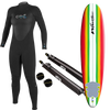 Women's Wetsuit, Surfboard, and Rack Package