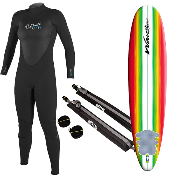 Women's Wetsuit, Surfboard, and Rack Package alternate view