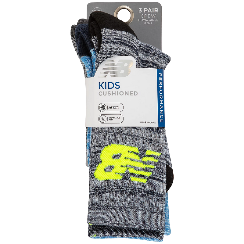 Youth Performance Cushion Crew 3 Pack, New Balance Youth Performance Cushion Crew 3 Pack