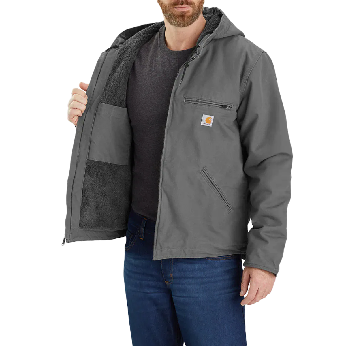 Men's Washed Duck Sherpa-Lined Jacket alternate view