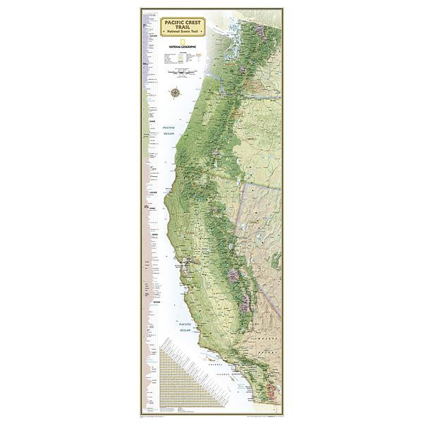 Pacific Crest Trail Wall Map, National Geographic Maps Pacific Crest Trail Wall Map