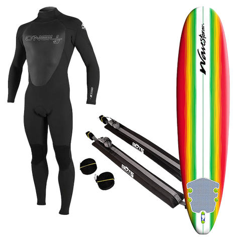Youth Wetsuit, Surfboard, and Rack Package