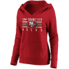 Majestic Women's 49ers Stacked Stripes Notch Neck Pullover Hoodie