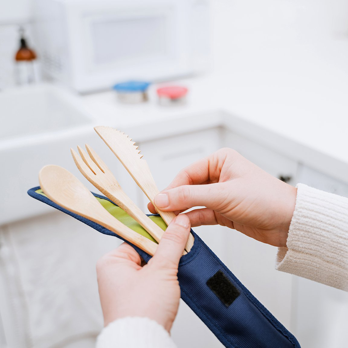 Bamboo Cutlery Set - Navy alternate view